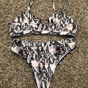 Size S snake skin high waisted bikini